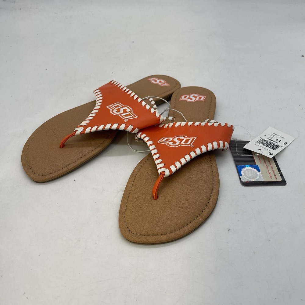 Oklahoma State University Flip Flop Shoes Sandals Womens 11 Sports Thong NEW